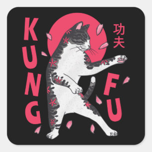 Kung Fu Cat Square Sticker