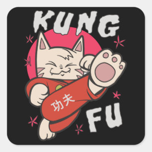 Kung Fu Cat Square Sticker