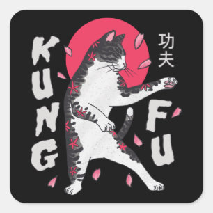 Kung Fu Cat Square Sticker