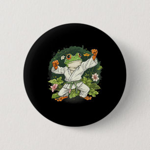 Kung Fu Frog Martial Arts Floral Taekwondo Kickbox 6 Cm Round Badge