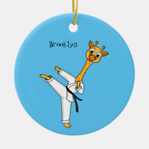 Kung Fu giraffe cartoon illustration  Ceramic Tree Decoration