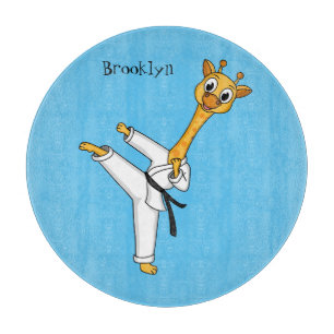 Kung Fu giraffe cartoon illustration Cutting Board
