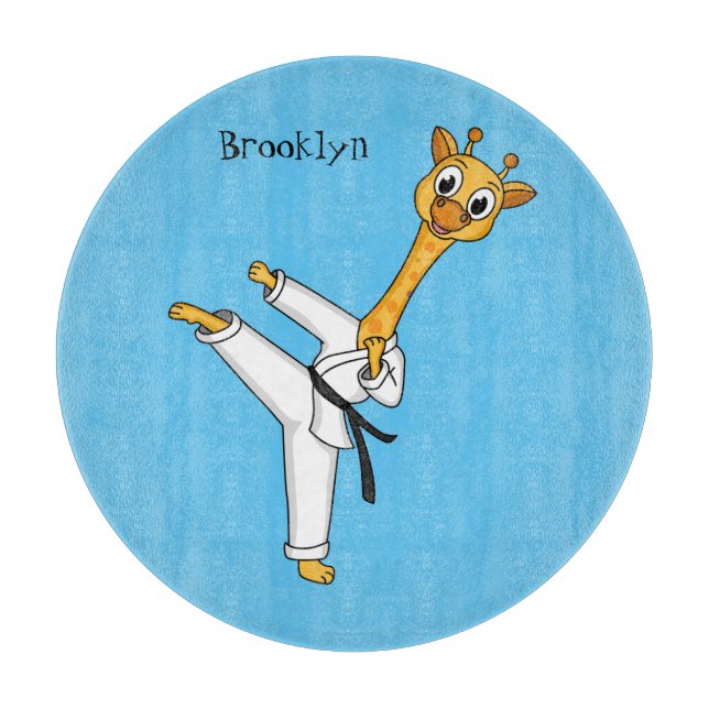 Kung Fu giraffe cartoon illustration  Cutting Board (Front)