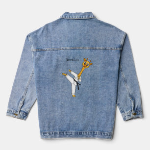 Kung Fu giraffe cartoon illustration Denim Jacket