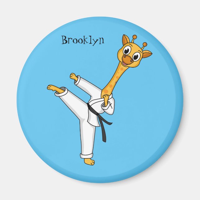 Kung Fu giraffe cartoon illustration Magnet (Front)