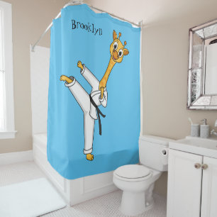 Kung Fu giraffe cartoon illustration Shower Curtain