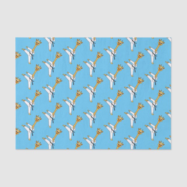 Kung Fu giraffe cartoon illustration  Tissue Paper (Front)