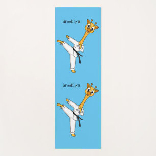 Kung Fu giraffe cartoon illustration Yoga Mat