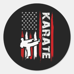 Kung Fu Karate Usa Flag Black Belt Martial Arts Classic Round Sticker