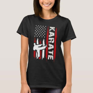 Kung Fu Karate Usa Flag Black Belt Martial Arts T-Shirt