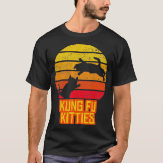 Kung Fu Kitties Funny Vintage Cat Lover Martial Ar T-Shirt