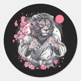 Kung Fu Lion Sakura Mma Kickboxing Judo Taekwondo Classic Round Sticker