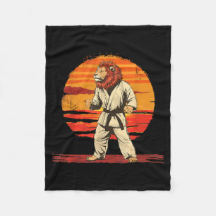 Kung Fu Lion Taekwondo Kickboxing Lion Judo Sunset Fleece Blanket