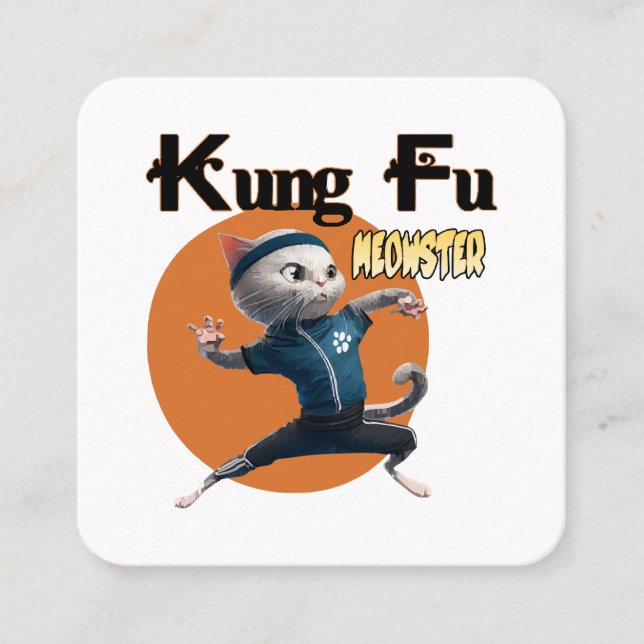 Kung Fu Meowster Square Business Card (Front)