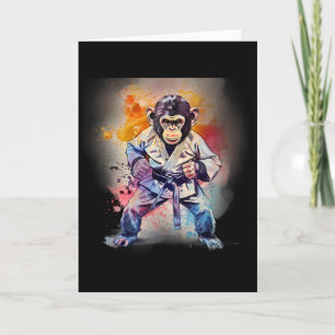 Kung Fu Monkey Watercolor Kickboxing Mma Monkey Lo Card
