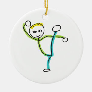 Kung Fu Stickman Ceramic Tree Decoration