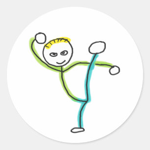 Kung Fu Stickman Classic Round Sticker