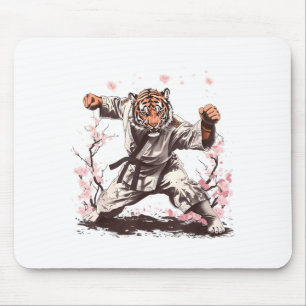 Kung Fu Tiger Kickboxing Sakura Flower Jiu-Jitsu Mouse Pad