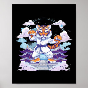 Kung Fu Tiger Pagoda Tower Judo Mma Taekwondo Kick Poster