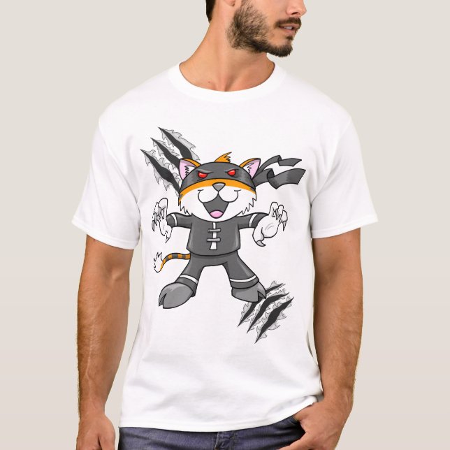 Kung Fu Tiger Style Warrior Ninja  T-Shirt (Front)
