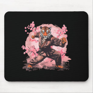 Kung Fu Tiger Taekwondo Kickboxing Sakura Tree Mouse Pad