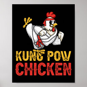 Kung Pow Chicken Funny Karate Chicken Ninja A Warr Poster