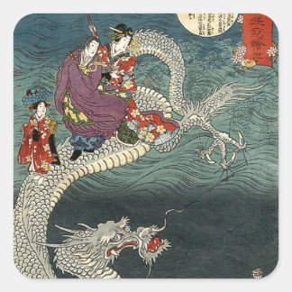 Kunisada II The Dragon Square Sticker