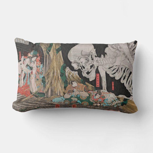 Kuniyoshi Skeleton Spectre Lumbar Pillow (Front)