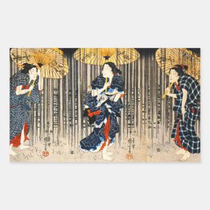 Kuniyoshi Three Women With Umbrellas Stickers