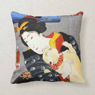 Kuniyoshi Woman with a Cat Pillow