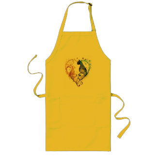 Kuraudea a cute flourish love cat heart Apron