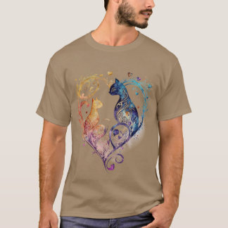 Kuraudea a cute flourish love cat heart T-Shirt