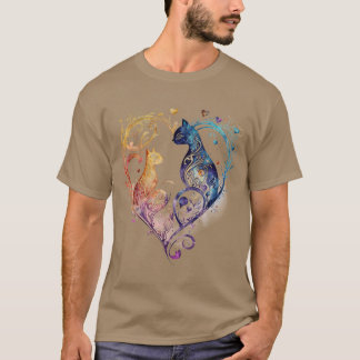 Kuraudea a cute flourish love cat heart T-Shirt