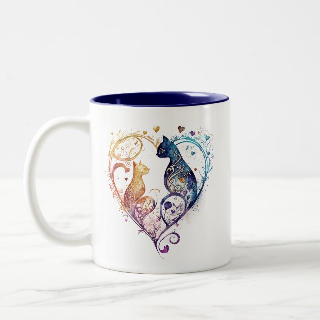 kuraudea cute cat heart-shaped Mug (Left)