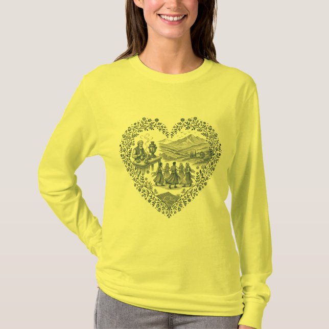 Kurdish Heritage Heart Design T-Shirt (Front)