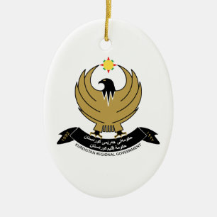 Kurdistan Coat of Arms Ceramic Tree Decoration