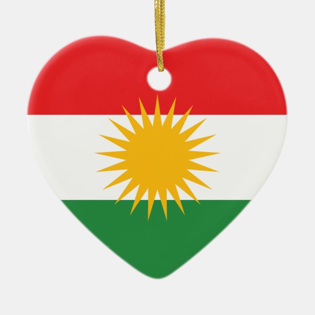 Kurdistan Flag Ceramic Tree Decoration (Front)