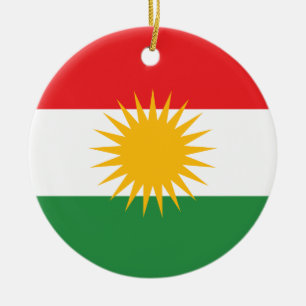 Kurdistan Flag Ceramic Tree Decoration
