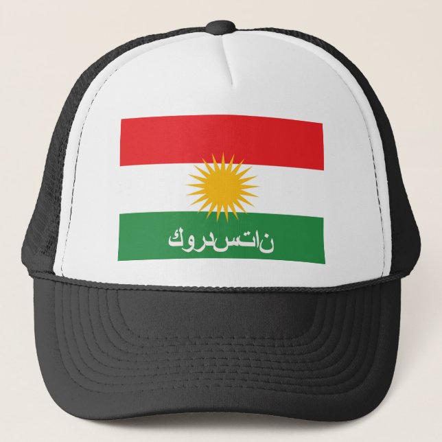 kurdistan flag country arab text name trucker hat (Front)