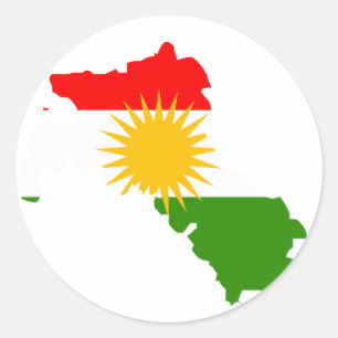 Kurdistan flag map classic round sticker