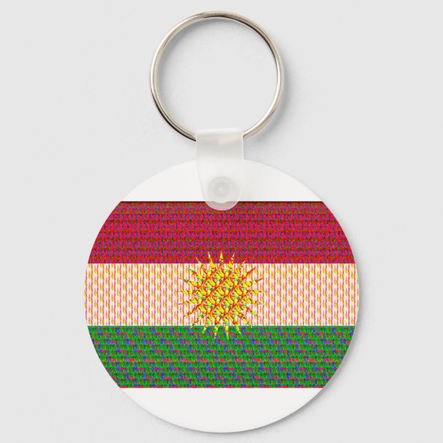Kurdistan Flag Psychedelic Key Ring (Front)
