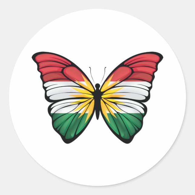 Kurdistan Hypolimnas Butterfly Classic Round Sticker (Front)
