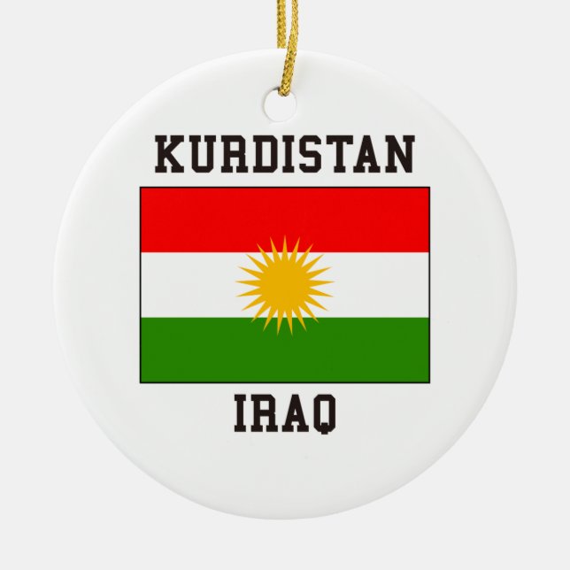 Kurdistan Iraq Ceramic Tree Decoration (Front)