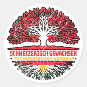 Kurdistan Kurdisch Schweizer Schweiz Baum Wurzel Classic Round Sticker