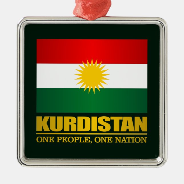 Kurdistan (One People, One Nation) Metal Tree Decoration (Front)
