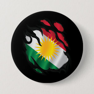 Kurdistan Ripped Flag 7.5 Cm Round Badge