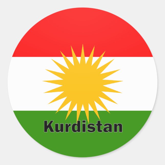 Kurdistan Roundel quality Flag Classic Round Sticker (Front)