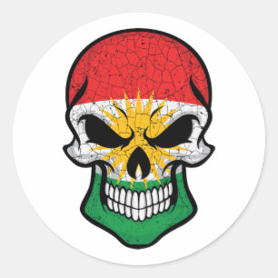 Kurdistan Smiling Skull Flag Classic Round Sticker