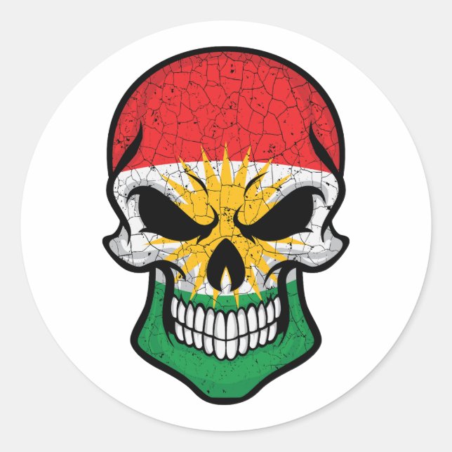 Kurdistan Smiling Skull Flag  Classic Round Sticker (Front)