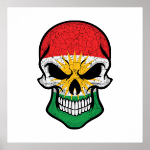 Kurdistan Smiling Skull Flag Poster